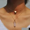 Pendant Necklaces Necklace Gold Jewelry Healing Crystals Amethyst Rose Quartz Chakra Natural Stone Pendants Chain Necklaces Drop Deli Dhvbj