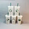 24oz Starbucks Glitter caneca plástica bebedora copos coloridos com tampa e palha de cores de doces reutilizáveis ​​copo Flash Flash 561 E3