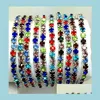 Tennis Wholesale 12Pcs Wristbands Girls Lady Kids Sparking Cz Crystal Stretch Stone Fashion Bracelet Jewelry Party Favors Bangle Dro Dhfwy