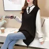 Chalecos de mujer Chaleco de moda coreana Suéter de punto Tops sin mangas Jerséis de mujer Chaleco de niña de la escuela Pull Femme 3XL 4XL 221109