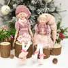クリスマスの装飾ピンクエルフカップルのぬいぐるみ人形柔らかいおもちゃ木ペンダントドロップ装飾飾り飾り年齢の子供の子供221109