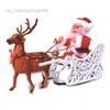 Giocattolo di Natale Pull Auto Music Electric Babbo Natale giocattoli per bambini Gifts Christmas Desktop Decorazioni natalizie L221109