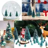 Christmas Decorations 50PCS Miniature Artificial Tree Small Snow Frost Trees Pine DIY Party Decoration Crafts 221109