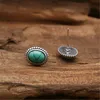 Pendientes de plata de ley 925 con piedras ovaladas y redondas de color turquesa, versiones hechas a mano, accesorios de joyería de lujo vintage de diseño, regalo