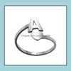 Bandringen DIY AZ 26 Letter Bandringen roestvrij staal open liefde hartvormige goud sier verloving bruiloft sieraden drop levering ring dhib6