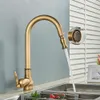 Kökskranar Rozin Antique Brass Faucet Dra ut Spout Black Single Hole Swivel Cold Water Mixer Tap 221109