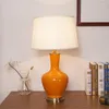 Tischlampen im amerikanischen Stil, orangefarbene Keramiklampe für Schlafzimmer, Nachttisch, Wohnzimmer, Foyer, Arbeitszimmer, Schreibtisch, Lesenachtlicht TD037