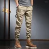 Calças masculinas 2022 Cargo de moda de verão masculino de rua casual Casual Multi Pocket Algodão Khaki Slim Fit Risiones calças