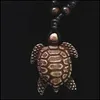 Pendant Necklaces Turtle Necklace Men Womens Imitation Yak Bone Cute Tortoise Hawaii Tribal Surfer Sea Turtles Charms Pendants Neckl Dhady