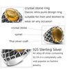 Anel de jóias masculinas de jóias masculinas do cluster S925 conjunto de prata esterlina com moda de alta qualidade de pedra de cristal amarelo para desgaste diário