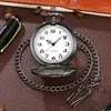 Pocket Watches Drabla Black Quartz Watch 007 Mönster för män Utsökta charmiga hängsmycken Relojes de Bolsillo Para Hombre