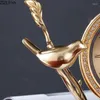 Bordklockor Copper Bird Clock Crafts Silent Sweep Needle Vardagsrum Dekoration Golden Gear Desk Timepiece Modern Heminredning