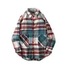 Casual shirts voor heren winter katoen gemengd flanellen shirt mannen met lange mouw knoop plaid dames man man jas vintage geborsteld zachte buiten xl