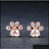 Stud Stud Trendy Mignon Cat Paw Boucles d'oreilles pour les femmes Fashiong Gold Rose Oreille d'oreille Pink Priw Print Bear and Dog Drop Livrot 2021 Mjfashio Othpv