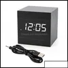 Desk Table Clocks Home Decor Garden Mini Digital Wooden Led Alarm Clock Wood Retro Glow Desktop Voice Control Sn F Otbuc