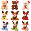 Christmas Teddy Bear Bruch Toys Backed Animal Doll com Papai Noel e Lenço Crianças de Natal Valentine Gift