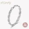 Silber einfache geflochtene Ring Textur stapelbare Ringe für Frauen minimalistischen feinen Schmuck