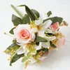 Fleurs décoratives Artificielles Automne Roses Faux Plantes De Luxe Scène De Mariage Décoration Bouquets De Lys Maison Fête Fournitures Soie Artisanat Fleur