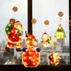 Christmas Decorations 3/4Pcs/Set LED Window Decoration Hanging Light Up Illuminate Santa Claus With Sucker Snowman Lamp 221109