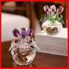 Figurine decorative souvenir regalo cristallo rosa rosa fiore di fiore di primavera di sculture per bouquet ornamenti per arredamento per la casa in scatola.