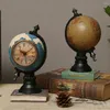 Bordklockor Desktop Clock Multifunktionell Blue/Brown Time Display Vintage Globe Shape Decoration Piggy Bank Desk för sovrum