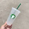 24oz Starbucks Glitter caneca plástica bebedora copos coloridos com tampa e palha de cores de doces reutilizáveis ​​copo Flash Flash 561 E3