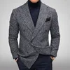 Costumes pour hommes Plaid Business Casual Blazer Veste à double boutonnage Revers Wearcoat Élégant D22