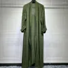 Ethnische Kleidung Muslim Maxi Kleid Jacke Frauen Strickjacke Volle Hülse Lose Roben Frühling Solide Mode Gerippt Casual Islam Türkei