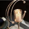 Luxur Designer Retro Metal Candle Holders Creative Glass Candlestick Crafts Wedding Holiday Party Supplies Candelabrum Home Decoration Ornaments