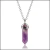 Collane con ciondolo Prisma esagonale Collana a punta di quarzo rosa Filo avvolto Cristalli curativi Viola Chakra Stone Power Collane Reiki Dhqga