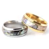 Band Rings Wholesale 50Pcs 8Mm Abalone Shell Band Stainless Steel Rings Fashion Jewelry Summer Ring For Man Women Bk Lots Drop Delive Dhe2F