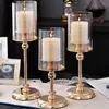 Luxur Designer Retro Metal Candle Holders Creative Glass Candlestick Crafts Wedding Holiday Party Supplies Candelabrum Home Decoration Ornaments