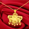 Pendant Necklaces Hi Not Fade Women 24K Gold Heart Fan Necklace For Party Jewelry With Chain Choker Birthday Gift Girl