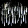 Christmas Decorations 32/24/12 Tubes 30/50cm LED Meteor Shower Fairy String Garland Curtain Lights Outdoor Wedding Street Garden 221109