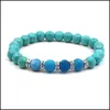 Bracelet en pierre Turquoise perlée oeil de tigre Agate blanche perle naturelle bijoux de luxe hommes Bracelets de perles livraison directe Dhitm