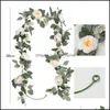 Dekorative Blumen Kränze Künstliche Blumen Girlande 200 cm Länge Vintage gefälschte Blume Pfingstrose Rose Rebe Grün dekorative Wand Ha Dhiqv