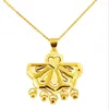 Colares pendentes Hi Not Fade Mulheres 24k Gold Heart Fan Colar para joias de festa com garganta de aniversário da garganta de aniversário menina