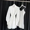 Sıradan Elbise Sonbahar ve Kış 22 Avustralya Tasarım Kadın Ağır Endüstrisi Boş Çıkış Romantik Yumuşak Yeni Stil Stand Yakası Uzun Kollu Bel İnce İki Parça Elbise
