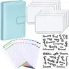 Geschenkwikkeling A6 Budget Binder Planner PU Leer met 12 kleurenbladen 8 transparante ritszakken 2 Engelse woordlabels