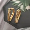 Boucles d'oreilles de cerceau magnifique couleur dorée placage à deux lignes triangle coeur sqaure forme pour les femmes fille élégante décontractée