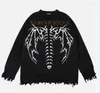 Men's Sweaters 2022 Autumn And Winter Harajuku Men's Cotton Sweater Hip-hop Street Style Knitted Alphabet Bat Skull Print Jumper