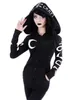 Kadın Hoodies Sweatshirts Kadın Gotik Punk Moon Mektup Baskı Sonbahar Kış Uzun Kollu Siyah Ceket Fermuarı Ceket Sıradan Hoody 5xl 221109