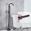 Other Faucets Showers Accs Uythner Freestanding Bathtub Faucet Set Floor Standing Bath Mixer Tap Dual Handle Black For Bathroom 221109