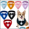 Ropa para perros Triángulo para mascotas Baberos Bufandas Collar ajustable Caballero Pajarita Traje Novedad Bandanas Ropa para perros Suministro Drop Entrega Inicio Dharv
