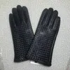 Fashion long leather Gloves Wedding Gloves Crystals Accessories Lace Mittens for Brides five Fingerless Wrist Leng black color no box ui67