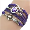 Braccialetti con ciondoli Braccialetti con ciondoli Cuore d'amore Perla Amicizia Bracciale in pelle con infinito Gioielli con consegna a goccia Dhgir