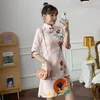 Etnische kleding roze qipao vintage elegante feest carnaval mode verbeterde moderne cheongsam jurk vrouwen traditionele Chinese Aziatische top