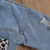 Jackets Infant Kids Baby Girls Jeans Coat Sequin Leopard Ripped Hole Patchwork Spring Autumn Fashion Denim Tops Clothes 1-6Y