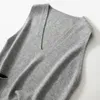Gilets pour femmes Pull en pure laine 100% tricoté Pull Gilet Dames lâche Col en V Mode All-Match Automne Et Hiver Style Gilet 221109