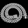 Pendanthalsband högkvalitativ isad män smycken 5a cz hiphop bling mikro pave 19mm kubansk länkkedja stor tung chunky halsband för 224d